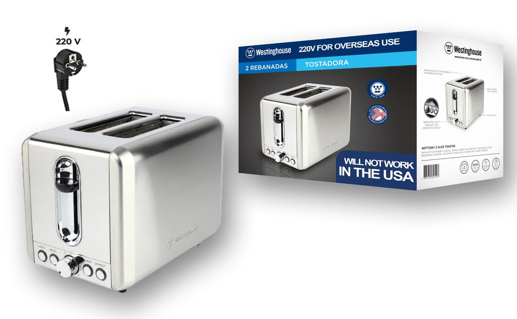 Westinghouse 220 volts Toaster Stainless steel 2 slice WKTT009 220v 240 volts - 220 - Electronics