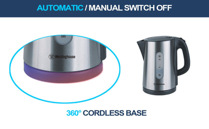 Westinghouse Brushed Stainless Cordless Jug Kettle 220 V 1.7Litre WKWK0805 / 17802 Auto Shut Off - 220 - Electronics