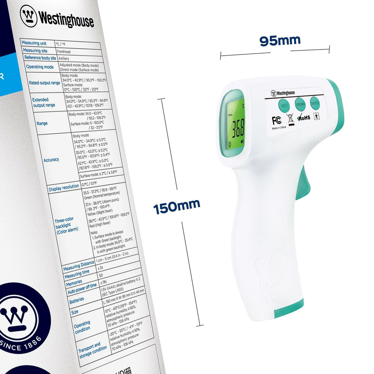 Westinghouse Infrared Body Thermometer No Touch Non Contact - 220 - Electronics