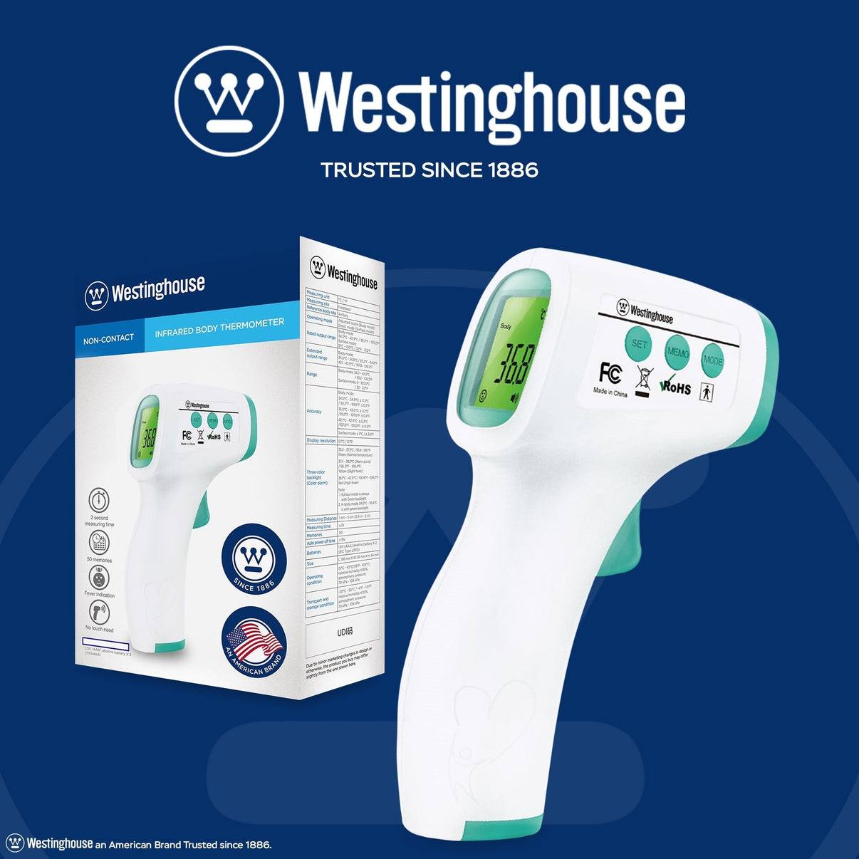 Westinghouse Infrared Body Thermometer No Touch Non Contact - 220 - Electronics