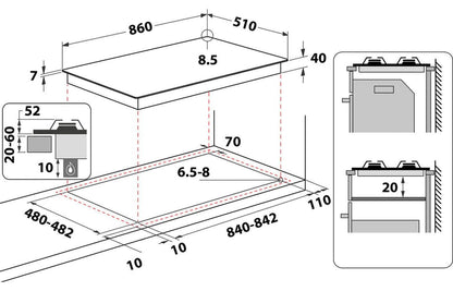 Whirlpool GMWL958IXL 90 CM gas cooktop hob stovetop 220v 240 volts 50 hz lp gas lpg or natural gas connection - 220 - Electronics