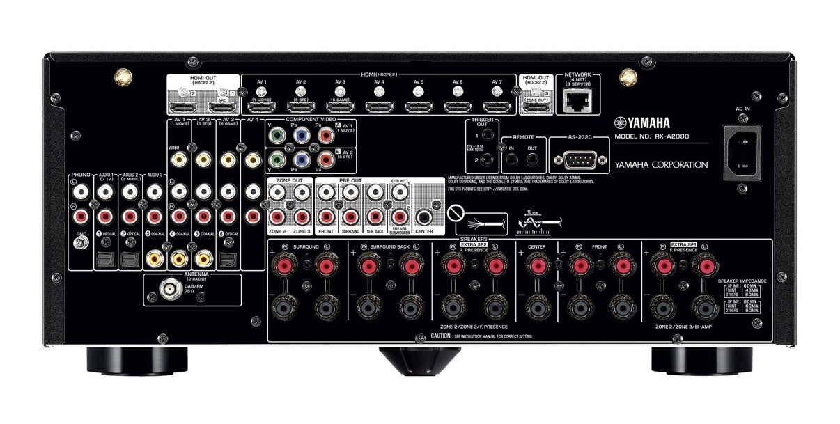 Yamaha RX - A2080 9.2 Channel 110 220v 2 / 3 Zone Aventage AV Receiver amplifier 110 220 240 Volts 50 60 Hz - 220 - Electronics