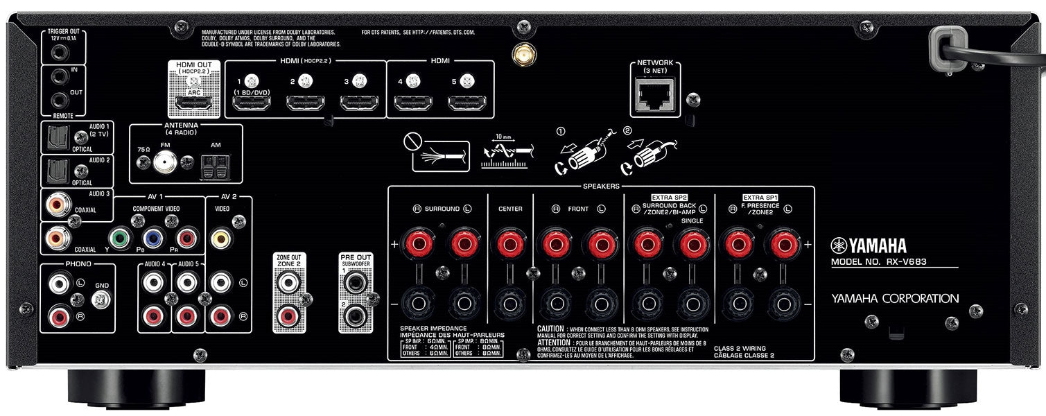 Yamaha RX-V683 Audio/Video Receiver for 110-220 Volts