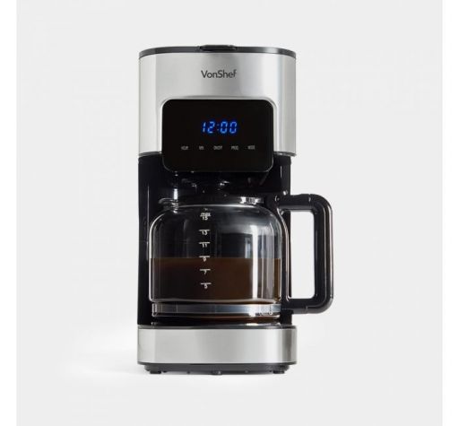 VonShef Filter Coffee Machine Drip Maker 14 Cup Hot Plate Digital 24 Hour Timer Reusable Filter 
