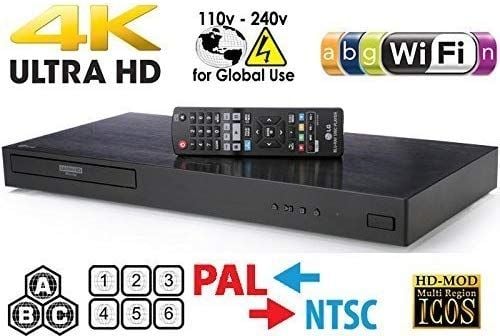 LG UBKM9 4K Region Free Smart WiFi UHD 4K Ultra HD Blu-ray & DVD Player  Multi Region 3D Dolby Vision HDR & 6Ft Dynastar HDMI Cable Bundle