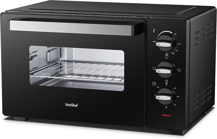 Vonshef 220 volts Toaster Oven 23 liter with baking tray and wire rack  1400watts 220v 240 volt mini oven 2000145