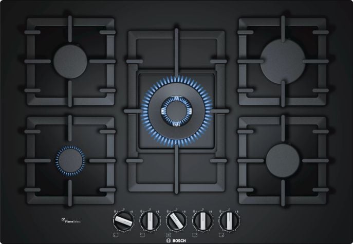 Bosch black glass gas hob 5 burner top