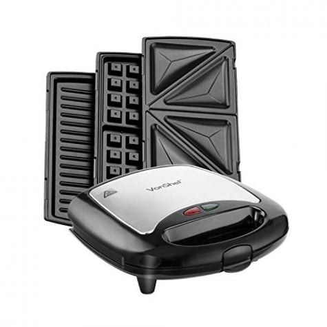 VonShef 13196 Three-in-One Sandwich / Waffle Maker / Grill for 220