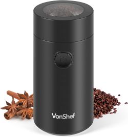 Vonhaus 220 volt coffee and spice grinder  220v 240 volt with stainless steel blade and wire storage on bottom