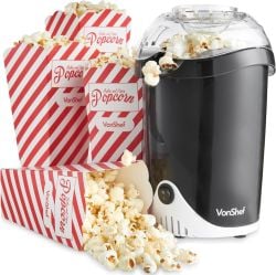 Vonhaus 220 volts popcorn maker popcorn machine 220v 240 volts hot air circulation with 6 popcorn boxes 