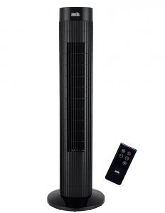 Ansio Black Oscillating Tower Fan with Remote Control 220-240 Volts