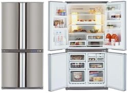 Sharp LC-F70PE-SL 220 Volts 25 cu. ft. Stainless Steel 4 Door Refrigerator Bottom Freezer 220/240 Volts