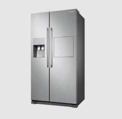 Samsung 220 volt side by side refrigerator with ice water dispenser and home bar door 220v 240 volts 