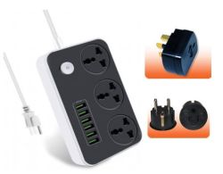 Regvolt Power Strip Surge Protector with 6 USB Universal Outlet with Euro and British Plug Adaptor