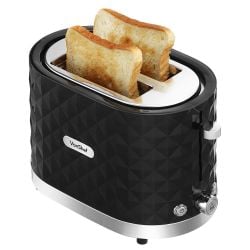 VonShef 13131 Diamond Black Two-Slice Toaster for 220 Volts