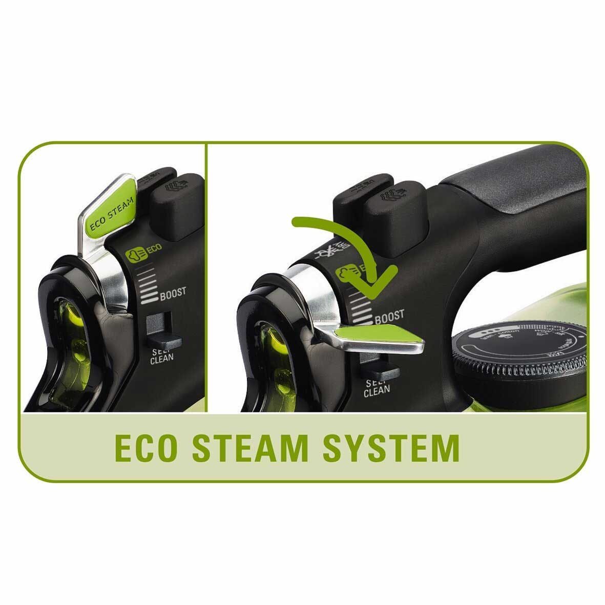 Black and Green Rowenta Eco Focus Steam Iron DW6010 